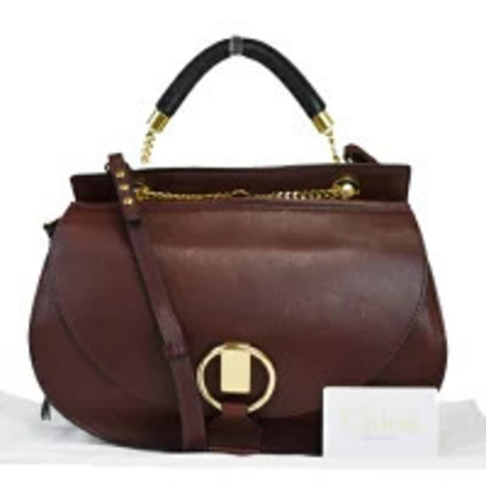 Chloe Handbag Shoulder Bag Brown Leather